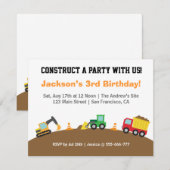 Jongerenbouwvoertuigen Thema Birthday Party Kaart (Voorkant / Achterkant)