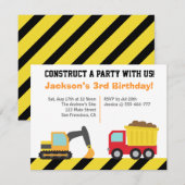 Jongerenbouwvoertuigen Thema Birthday Party Kaart (Voorkant / Achterkant)