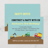 Jongerenbouwvoertuigen Thema Birthday Party Kaart (Voorkant / Achterkant)