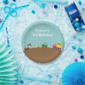 Jongerenbouwvoertuigen Thema Birthday Party Papieren Bordje (Feest)