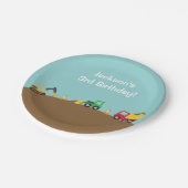 Jongerenbouwvoertuigen Thema Birthday Party Papieren Bordje (Gekanteld)