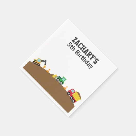 Jongerenbouwvoertuigen Thema Birthday Party Servetten (Hoek)