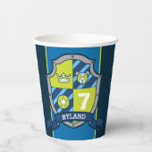 Jongerenbreien verjaardag gepersonaliseerd blauw k papieren bekers (Voorkant)