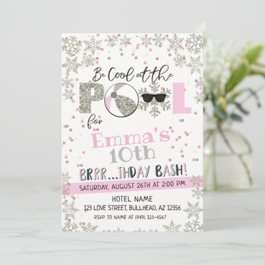 Jongerenfeest in de winterpool kaart (Staand voorkant)