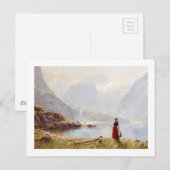 Jongerenmeisje bij een meer briefkaart (Voorkant / Achterkant)