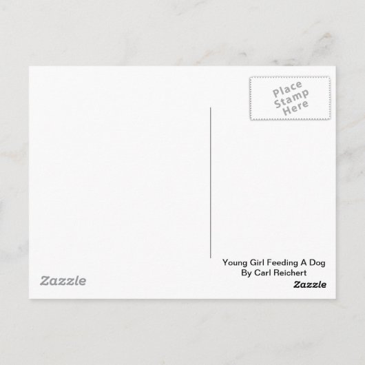 Jongerenmeisje dat een hond voedt van Carl Reicher Briefkaart (Achterkant)