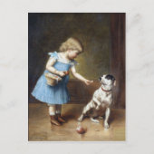 Jongerenmeisje dat een hond voedt van Carl Reicher Briefkaart (Voorkant)
