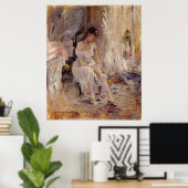 Jongerenmeisje dat haar voorraad aantrekt - Poster (Thuiskantoor)