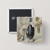 Jongerenmeisje dat terugkeert uit de Hammam in Caï Vierkante Button 5,1 Cm (Voorkant /achterkant)