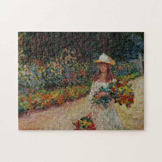 Jongerenmeisje in de tuin bij Giverny Monet Fine A Legpuzzel (Horizontaal)