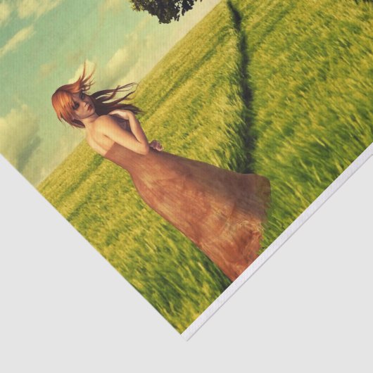 Jongerenmeisje in een veld tissuepapier (Detail)