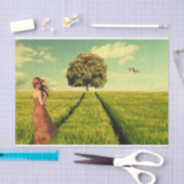 Jongerenmeisje in een veld tissuepapier (Craft)