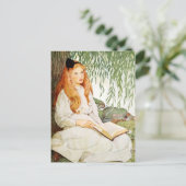 Jongerenmeisje Lezen onder de wilde boom Briefkaart (Staand voorkant)