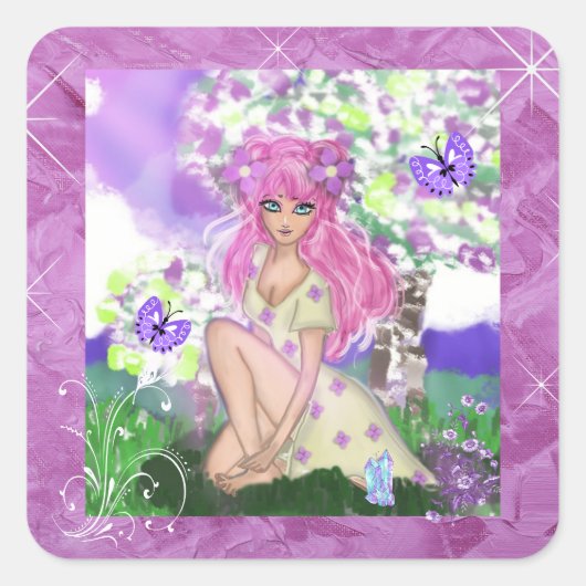 Jongerenmeisje met Butterflies Sticker (Voorkant)