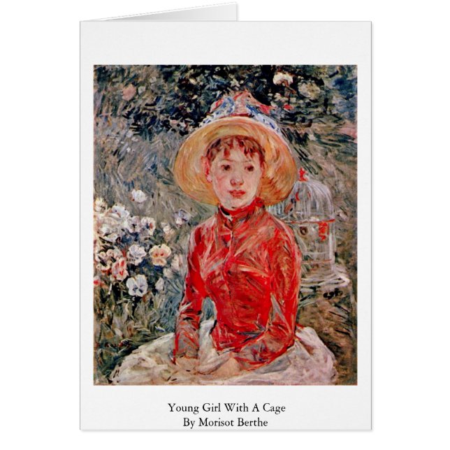 Jongerenmeisje met een kooi van Morisot Berthe (Voorkant)