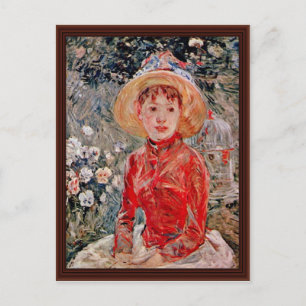 Jongerenmeisje met een kooi van Morisot Berthe Briefkaart