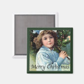 Jongerenmeisje met kerstboom Magnet (Voorkant / Achterkant)