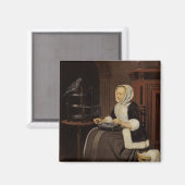 Jongerenmeisje op het werk magneet (Voorkant / Achterkant)