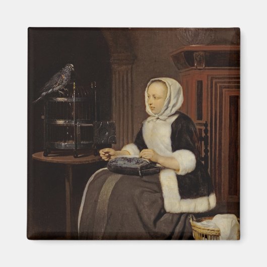 Jongerenmeisje op het werk magneet (Voorkant)