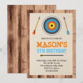 Jongerenuitnodiging voor boogschieten kaart (Voorkant / Achterkant)