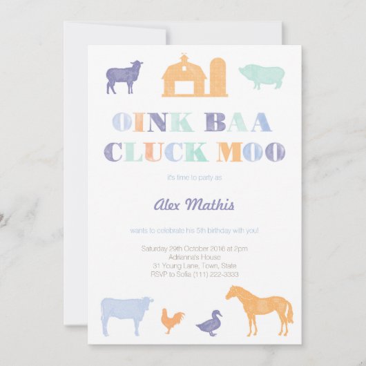 Jongerenverjaardagsuitnodiging, boerderij party, p kaart (Voorkant)