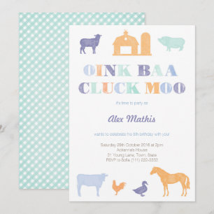 Jongerenverjaardagsuitnodiging, boerderij party, p kaart