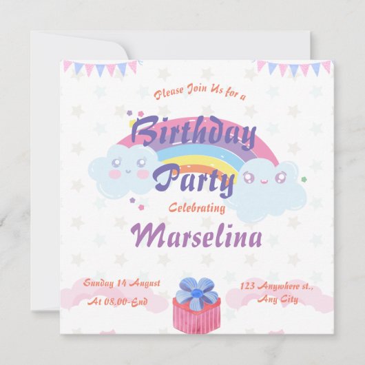 jongerenverjaardagsuitnodiging kaart (Voorkant)