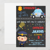 Jongerenverjaardagsuitnodiging van de politieagent kaart (Voorkant / Achterkant)