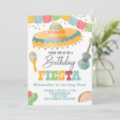 Jongerenverjaardagsuitnodiging voor Fiesta, jongen Kaart (Staand voorkant)