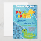 Jongerenverjaardagsuitnodiging voor poolvaten, poo kaart (Voorkant / Achterkant)