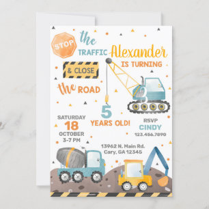 Jongerenverjaardagsuitnodiging voor vrachtwagens. kaart