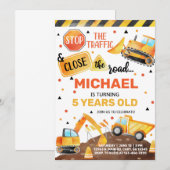 Jongerenverjaardagsuitnodiging voor vrachtwagens. kaart (Voorkant / Achterkant)