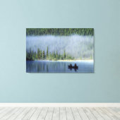 Jongerenvisserij op het meer van Waterhoenders, Ba Canvas Afdruk (Insitu (Houten vloer))