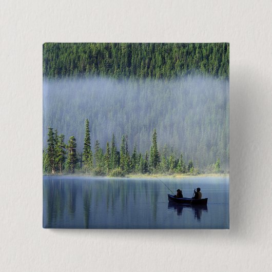 Jongerenvisserij op het meer van Waterhoenders, Ba Vierkante Button 5,1 Cm (Voorkant)