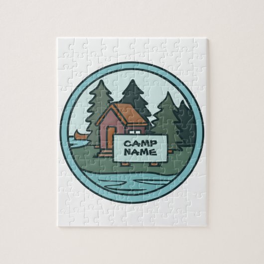 Jongerenzomerkamp, eilandhut, met aangepast teken legpuzzel (Verticaal)