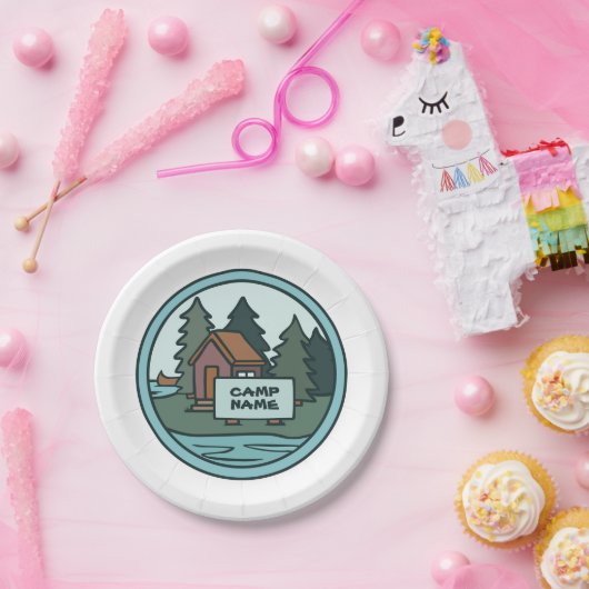 Jongerenzomerkamp, eilandhut, met aangepast teken papieren bordje (Feest)