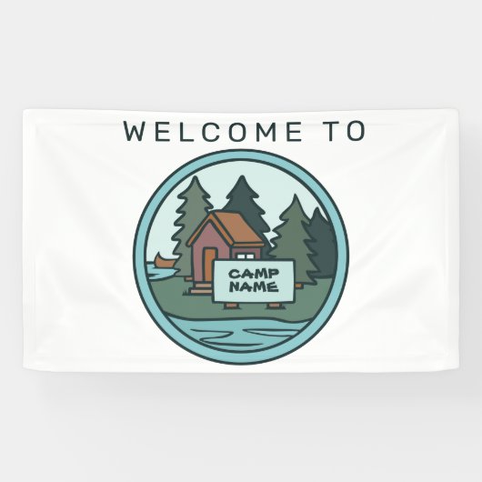 Jongerenzomerkamp, eilandhut, met aangepast teken spandoek (Horizontaal)