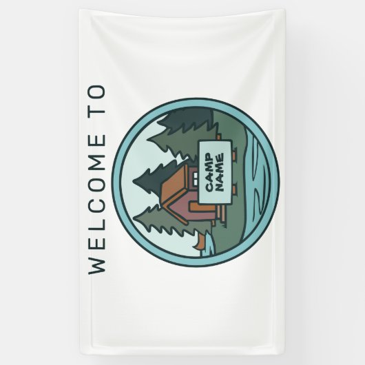 Jongerenzomerkamp, eilandhut, met aangepast teken spandoek (Verticaal)