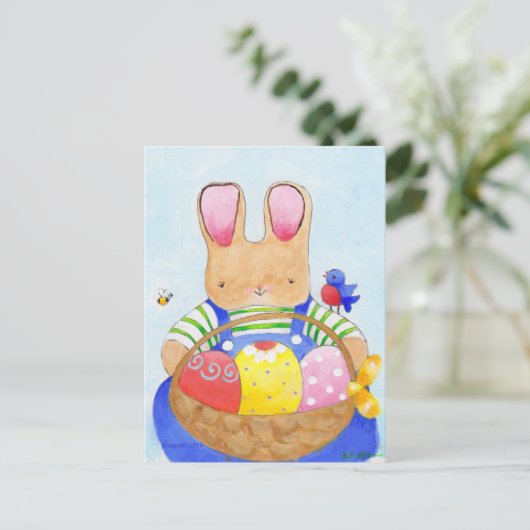 jongetbundel met mand-briefkaart briefkaart (Staand voorkant)