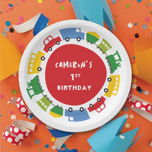 Jongetenspeelgoed Colorful Fun Transport Birthday Papieren Bordje