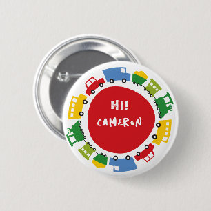 Jongetenspeelgoed Colorful Fun Transport Birthday  Ronde Button 5,7 Cm