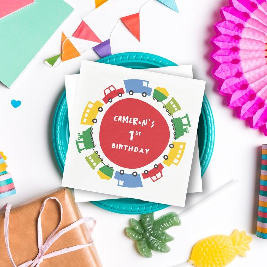 Jongetenspeelgoed Colorful Fun Transport Birthday  Servet