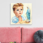  jongetje biddend tot de Heilige Maagd Maria Canvas Afdruk (Insitu (Woonkamer))