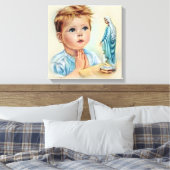  jongetje biddend tot de Heilige Maagd Maria Canvas Afdruk (Insitu (Slaapkamer))