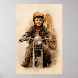 jongetje en marocycle poster