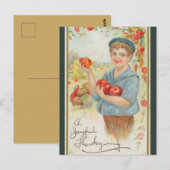  jongetje met appels Thanksgiving Briefkaart (Voorkant / Achterkant)