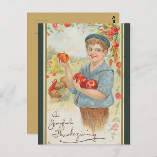 jongetje met appels Thanksgiving Briefkaart (Voorkant / Achterkant)