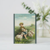  jongetje met paaslammetjes briefkaart (Staand voorkant)