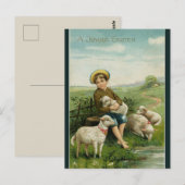  jongetje met paaslammetjes briefkaart (Voorkant / Achterkant)