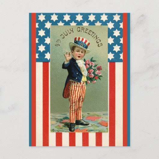 jongetje Sam op 4 juli Feestdagenkaart (Voorkant)